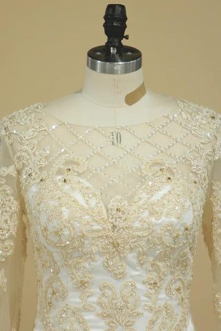 Kleid für die Brautmutter, elegant, Illusionsausschnitt, knielang, 3/4-Ärmel, Etuikleid, Säule mit Stickerei