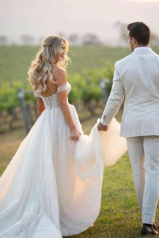 Elegante schulterfreie Brautkleider mit Herzausschnitt