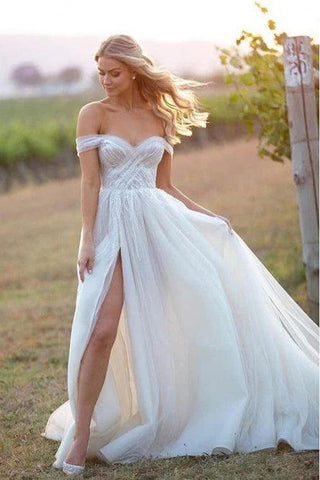 Elegante schulterfreie Brautkleider mit Herzausschnitt