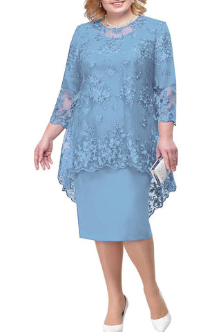 Kleid für die Brautmutter, elegant, Übergröße, Etuikleid, knielang, mit Spitzenjacke