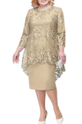 Suknia Dla Matki Panny Młodej Elegancka Plus Size Obcisła Do Kolana Z Koronkową Żakietką