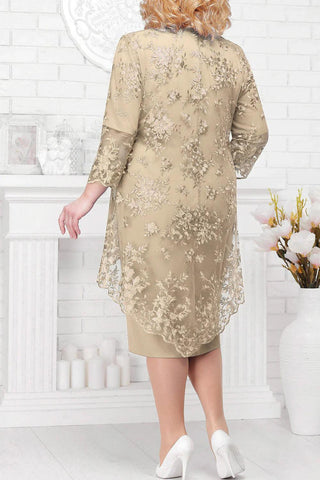 Kleid für die Brautmutter, elegant, Übergröße, Etuikleid, knielang, mit Spitzenjacke