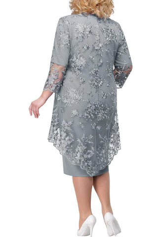 Kleid für die Brautmutter, elegant, Übergröße, Etuikleid, knielang, mit Spitzenjacke