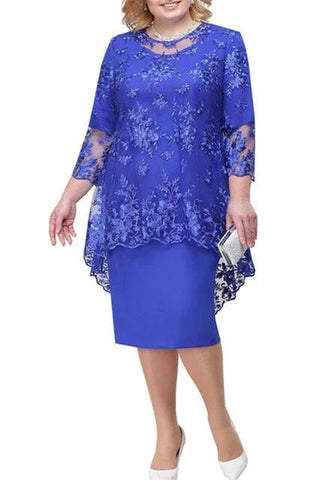 Kleid für die Brautmutter, elegant, Übergröße, Etuikleid, knielang, mit Spitzenjacke