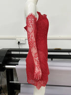 Rote Spitze Mini Homecoming-Kleid Rotes Partykleid Y7387