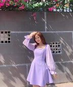 Lila A-Linien-Heimkehrkleid Lila Partykleid Y2432