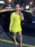 Vestido Brillante Amarillo de un Solo Hombro para el Baile de Bienvenida Vestido Sexy para Fiesta Y2194