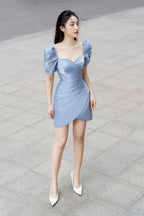 Vintage Blue Homecoming Dress Blue Cocktail Dress Y2542