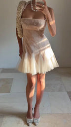 Niedliches Trägeroberteil Spitze Tüll Homecoming Kurzes Promkleid Y8502