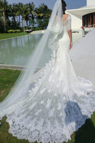 Fabelhafte Meerjungfrau Halbarm Off Shoulder Brautkleider, Erschwingliches Brautkleid, MW149 