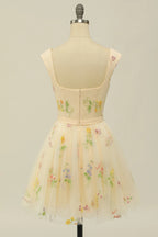 Floral Embroidery Sweetheart A-Line Homecoming Dress Short Party Dress  PD472
