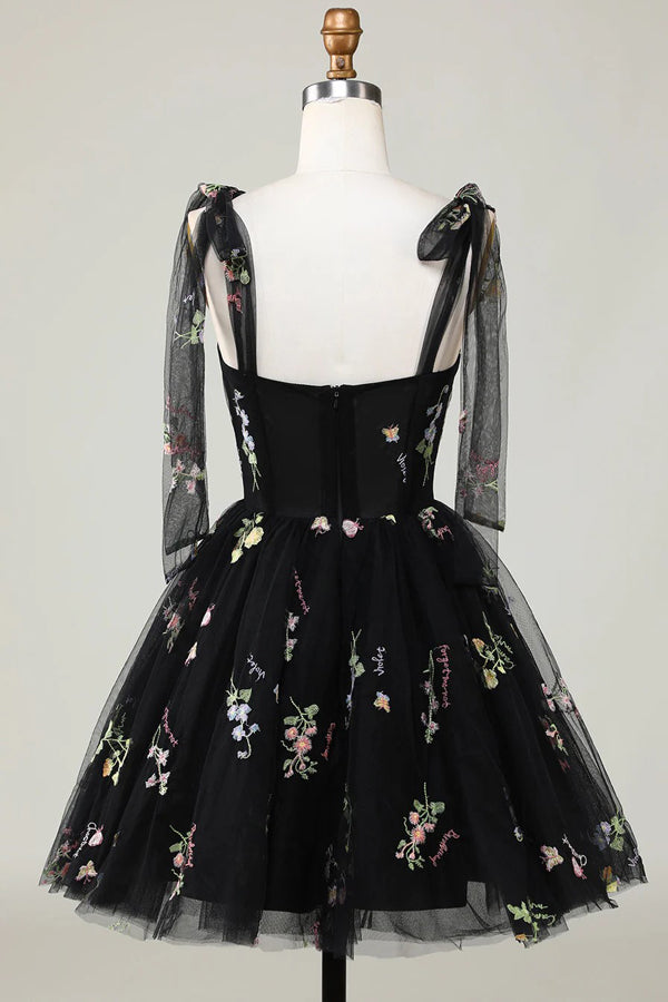 Vestidos florais para baile de finalistas, bordados, linha A, vestido curto para festa PD504