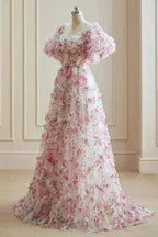 Flower Fairy White Fuchsia Multi-Colors Floral Prom Dresses PSK561 by pgmdress