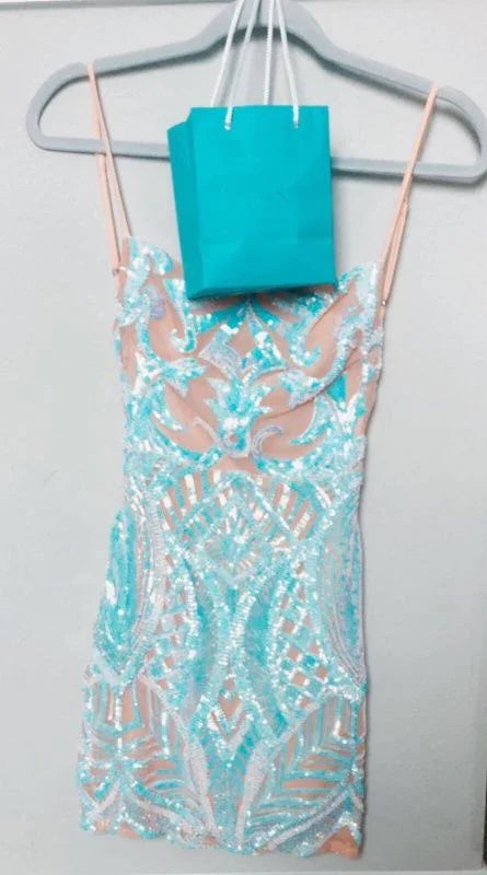 Illusion Pailletten Kurzes Homecoming-Kleid Sexy Partykleid Y1418