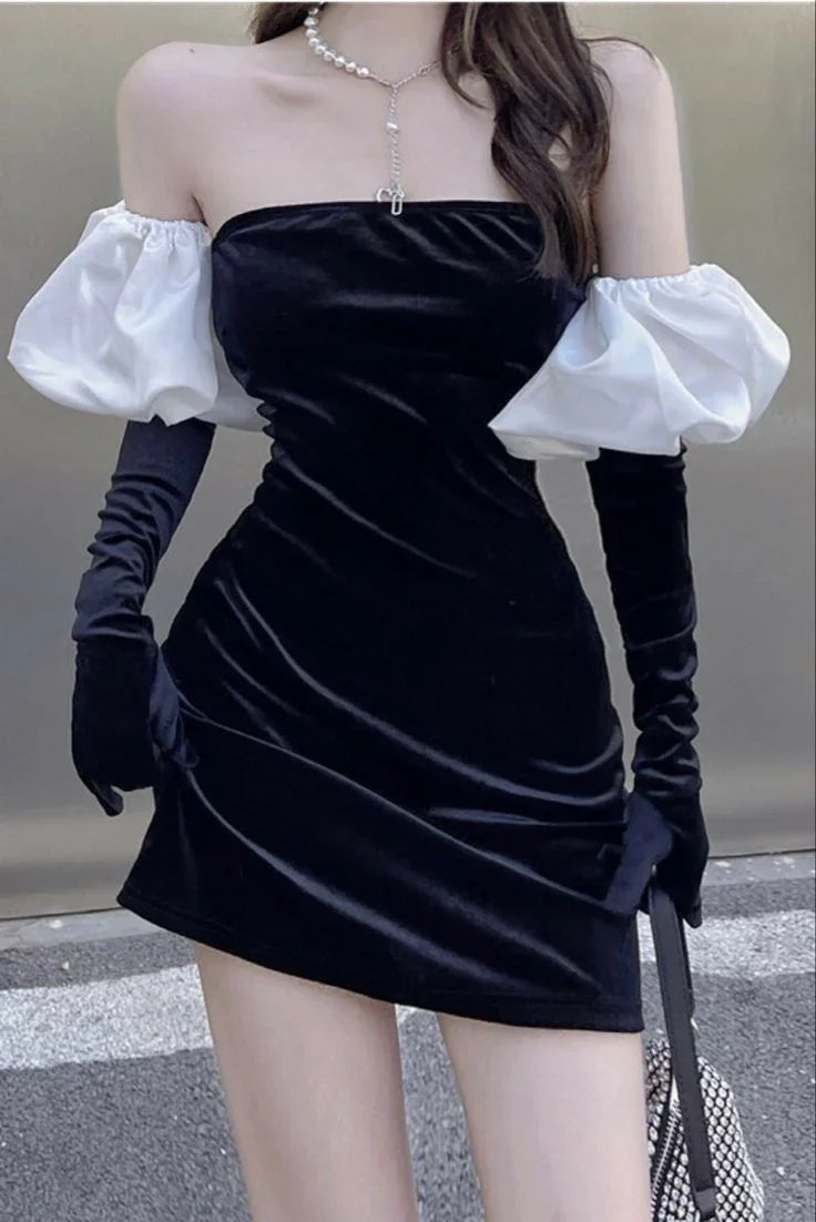 Sexy Schwarzes Trägerloses Heimkehrkleid Schwarzes Partykleid Y2381