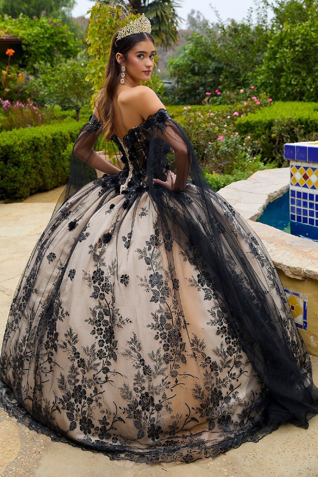 Applique Cape Sleeve Ball Gown by GLS Gloria GL3500