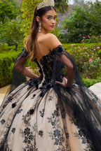 Applique Cape Sleeve Ball Gown by GLS Gloria GL3500