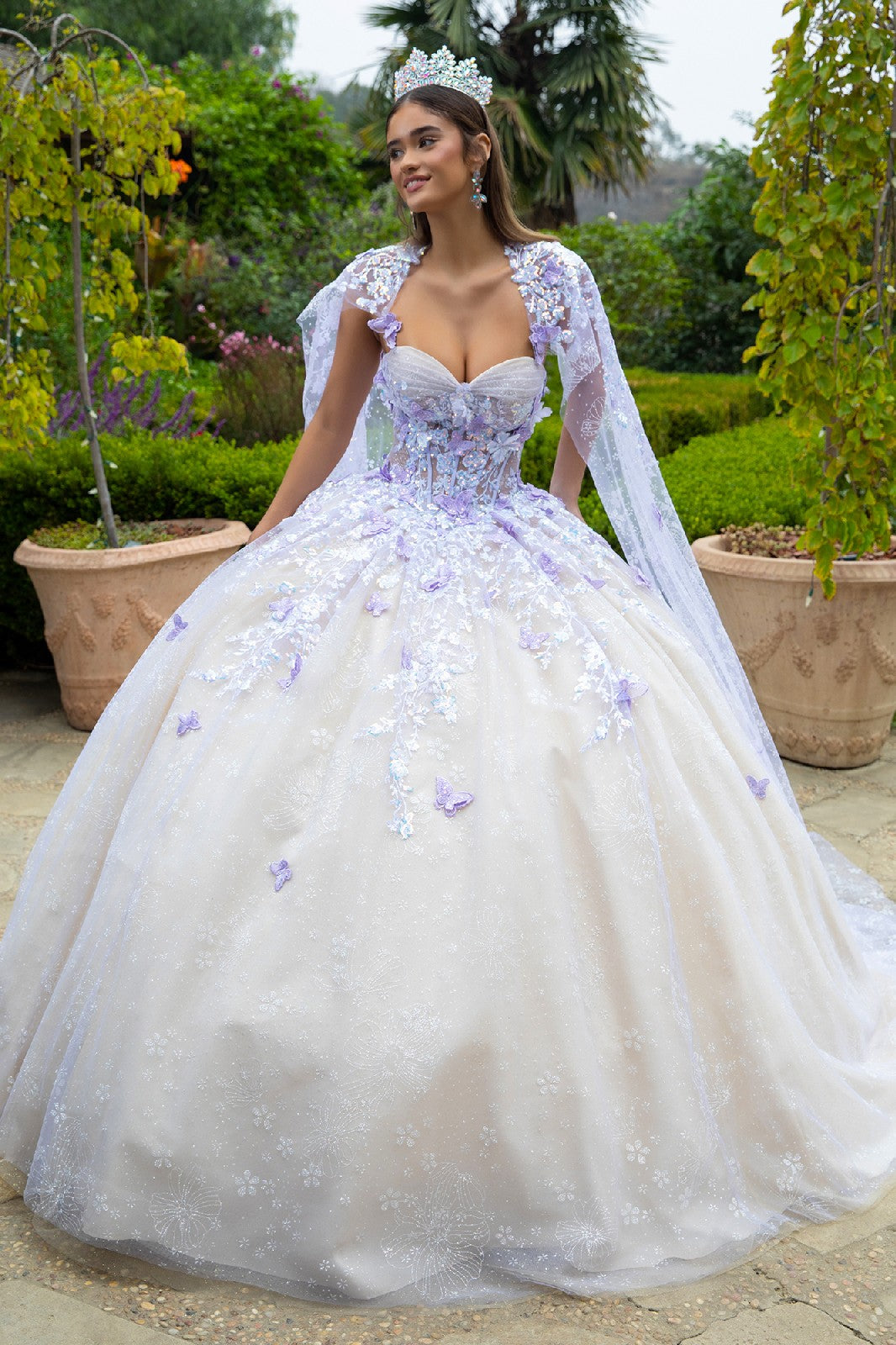 3D Butterfly Cape Ball Gown by GLS Gloria GL3501
