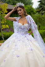 3D Butterfly Cape Ball Gown by GLS Gloria GL3501