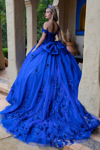 Schulterfreies Ballkleid mit 3D-Blumenmuster von GLS Gloria GL3521