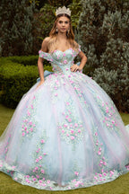 Vestido de baile floral 3D com ombros à mostra da GLS Gloria GL3523