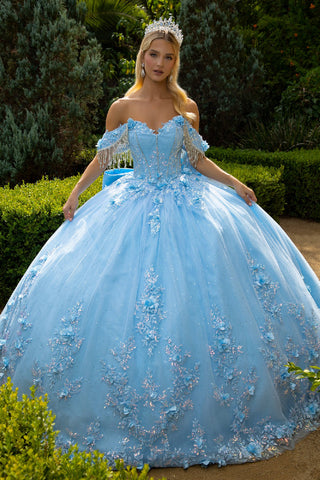 Schulterfreies Ballkleid mit Fransen von GLS Gloria GL3525