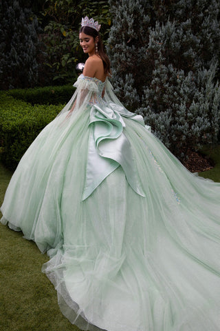 Ballkleid mit Cape-Ärmeln und Korsett von GLS Gloria GL3550