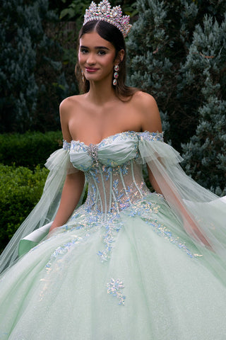 Ballkleid mit Cape-Ärmeln und Korsett von GLS Gloria GL3550