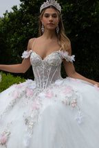 Vestido de baile floral 3D com ombros à mostra da GLS Gloria GL3553