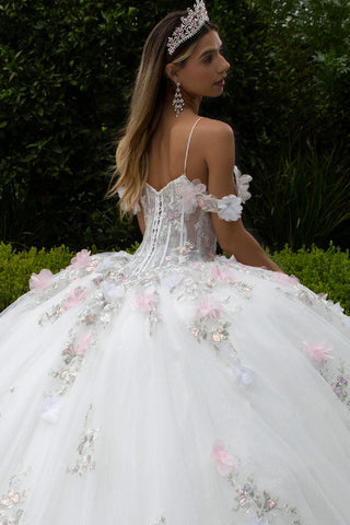 Schulterfreies Ballkleid mit 3D-Blumenmuster von GLS Gloria GL3553