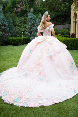 Schulterfreies Ballkleid mit 3D-Blumenmuster von GLS Gloria GL3554