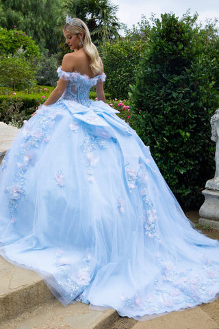Schulterfreies Ballkleid mit 3D-Blumenmuster von GLS Gloria GL3555