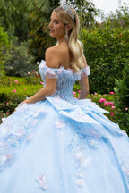 Schulterfreies Ballkleid mit 3D-Blumenmuster von GLS Gloria GL3555