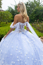 Ballkleid mit 3D-Blumen und Cape-Ärmeln von GLS Gloria GL3571