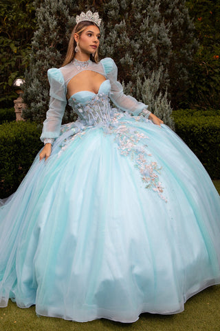 Ballkleid mit Applikationen und langen Ärmeln von GLS Gloria GL3577