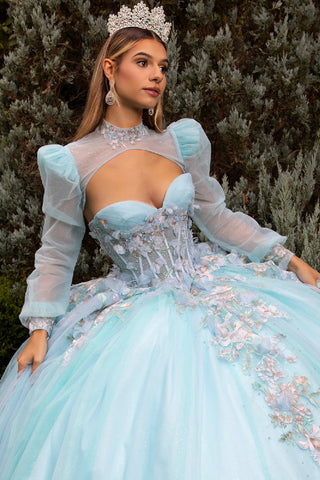 Ballkleid mit Applikationen und langen Ärmeln von GLS Gloria GL3577