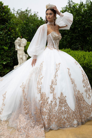 Trägerloses Ballkleid mit Puffärmeln von GLS Gloria GL3578