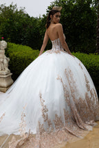Strapless Puff Sleeve Ball Gown by GLS Gloria GL3578