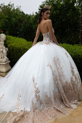 Trägerloses Ballkleid mit Puffärmeln von GLS Gloria GL3578