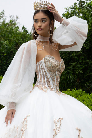 Trägerloses Ballkleid mit Puffärmeln von GLS Gloria GL3578