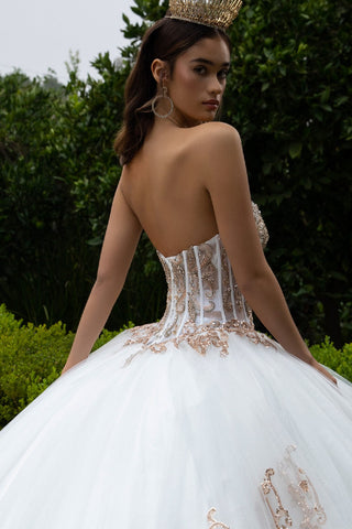 Trägerloses Ballkleid mit Puffärmeln von GLS Gloria GL3578