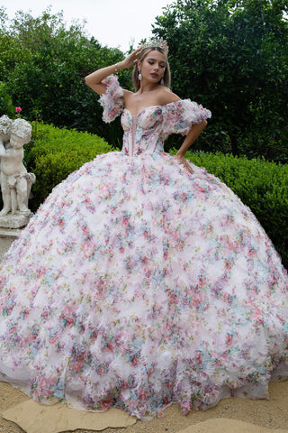 Bedrucktes schulterfreies Ballkleid von GLS Gloria GL3609
