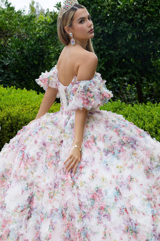 Bedrucktes schulterfreies Ballkleid von GLS Gloria GL3609