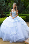 Vestido de baile com decote ombro a ombro e camadas da marca GLS Gloria GL3612