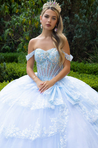 Schulterfreies, gestuftes Ballkleid von GLS Gloria GL3612