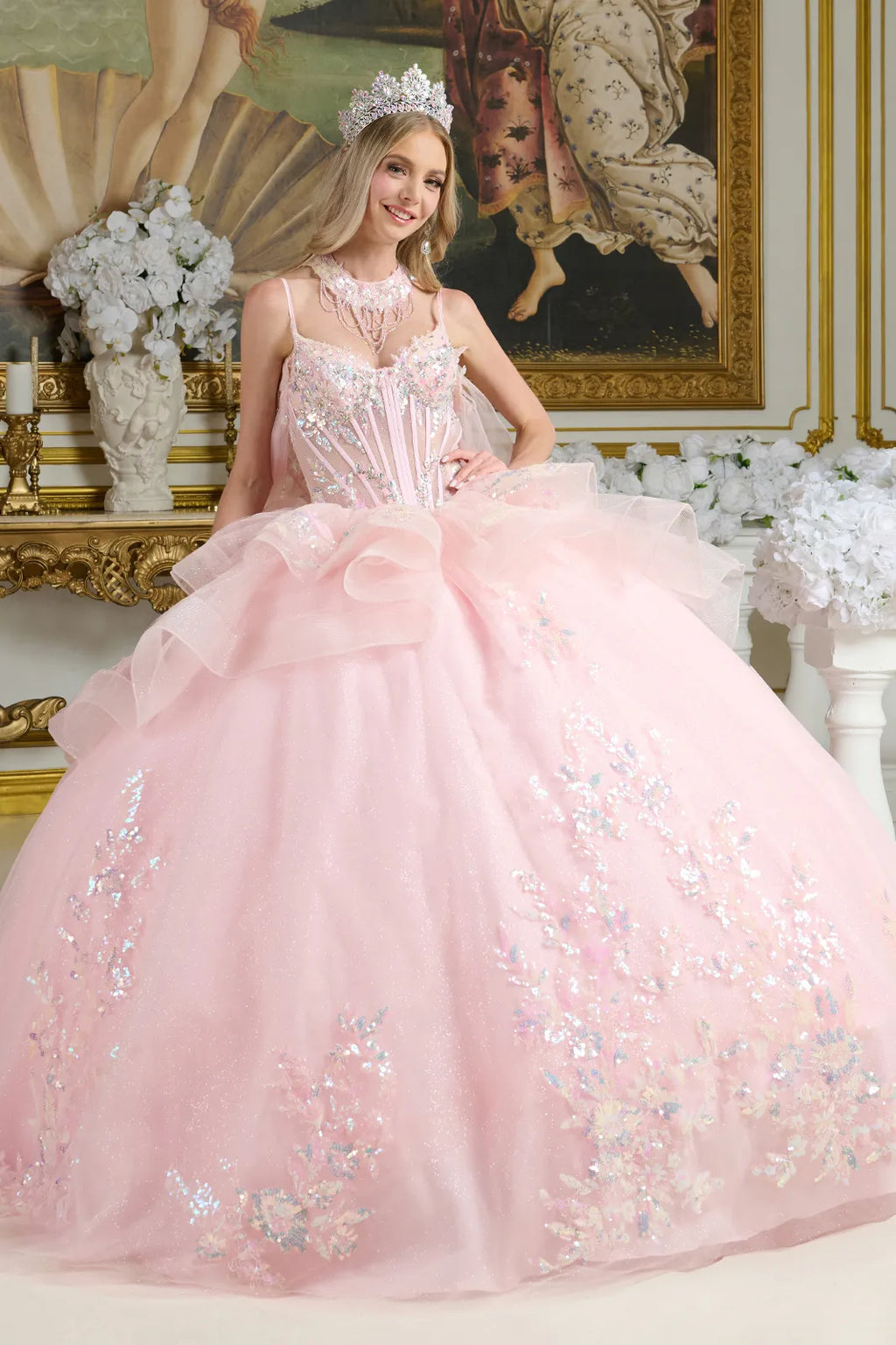 Sleeveless Cape Ball Gown by Elizabeth K GL3645