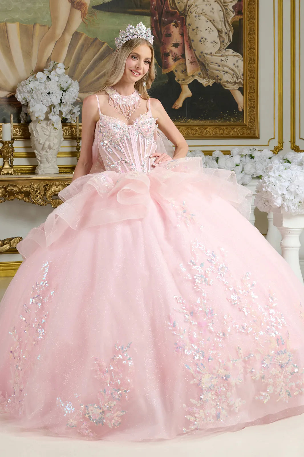 Sleeveless Cape Ball Gown by Elizabeth K GL3645