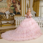 Off Shoulder Tiered Ball Gown by Elizabeth K GL3650