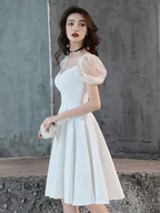 Robe de bal courte en satin blanc Robe de bal blanc pour le retour au lycée Y2423
