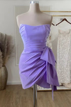 Niedliches Lavendel Satin Homecoming-Kleid Lavendel Mini Homecoming-Kleid Y3093
